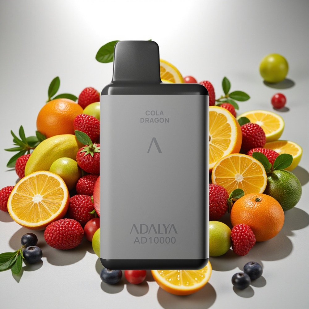 Adalya AD 10000 Puffs Vesoljno sivi Vape za enkratno uporabo z modro dihajočo lučjo, aluminijasto cevjo in 14 ml e-tekočine
