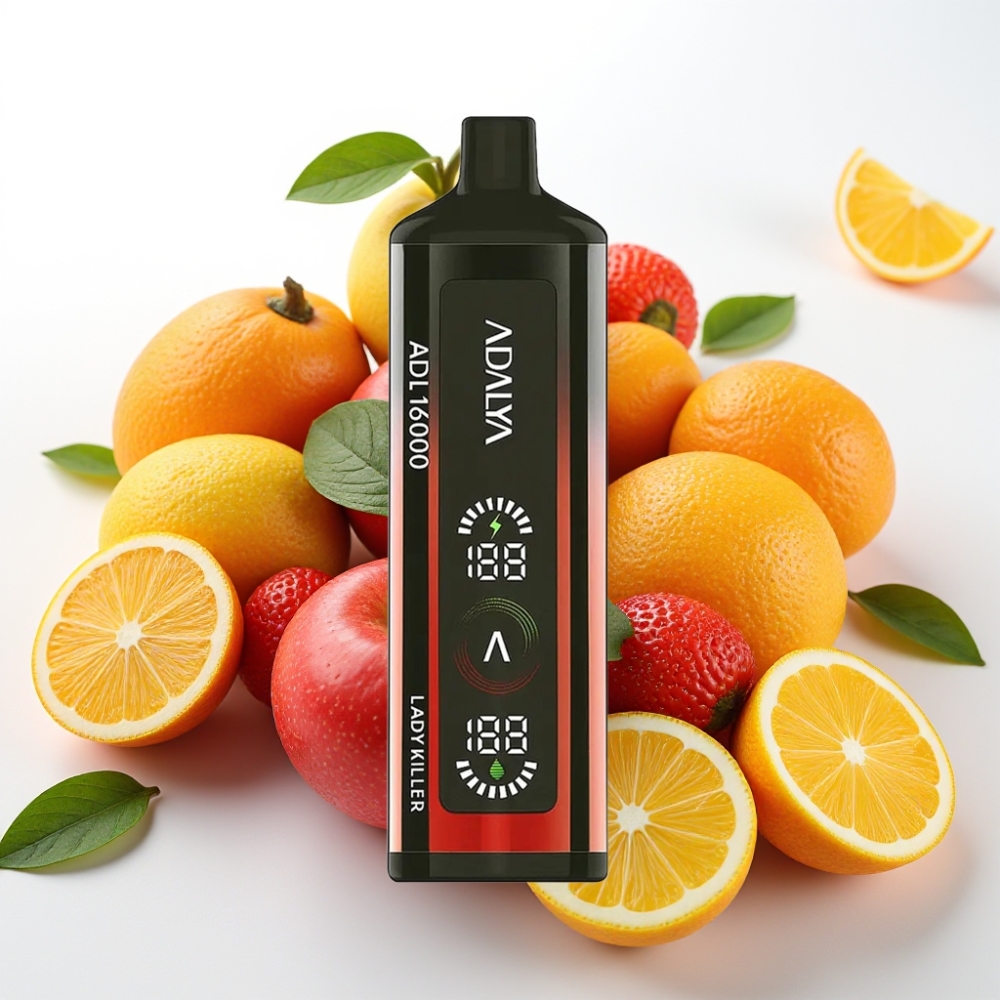 Adalya ADL 16000 PRO Puffs Vape za enkratno uporabo s tremi barvnimi gradienti, digitalnim zaslonom in Smart Mesh Coil Lady Killer