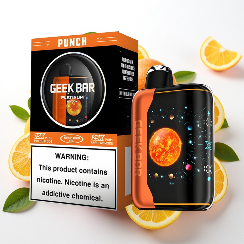GEEK BAR Platinum Edition - 25000 Pufov, Matte Platinum Jeklo, Hitro Polnjenje, Dual Mesh Coil