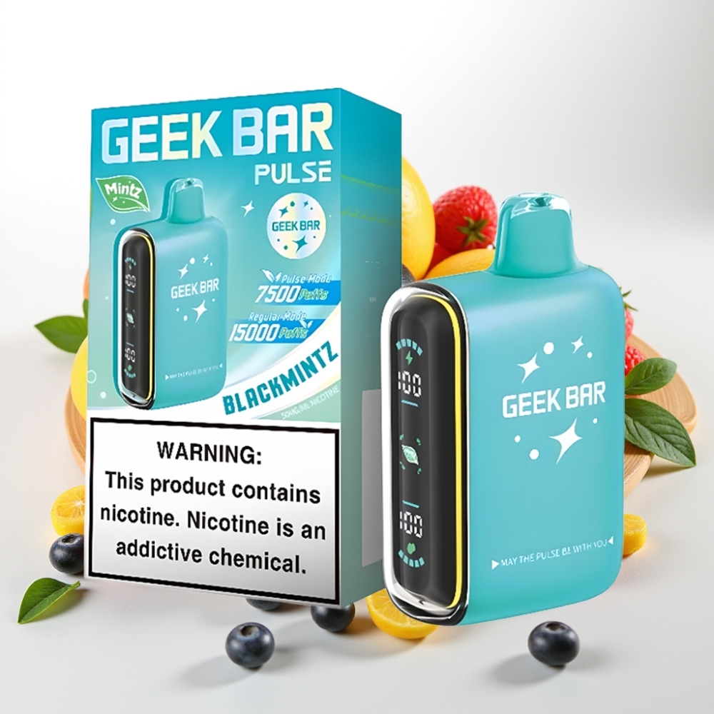 Geek Bar Pulse 15000 Puffov, 16ML, 5% Nikotina, Nastavljiv Pretok Zraka, 650 mAh Baterija, USB Type-C