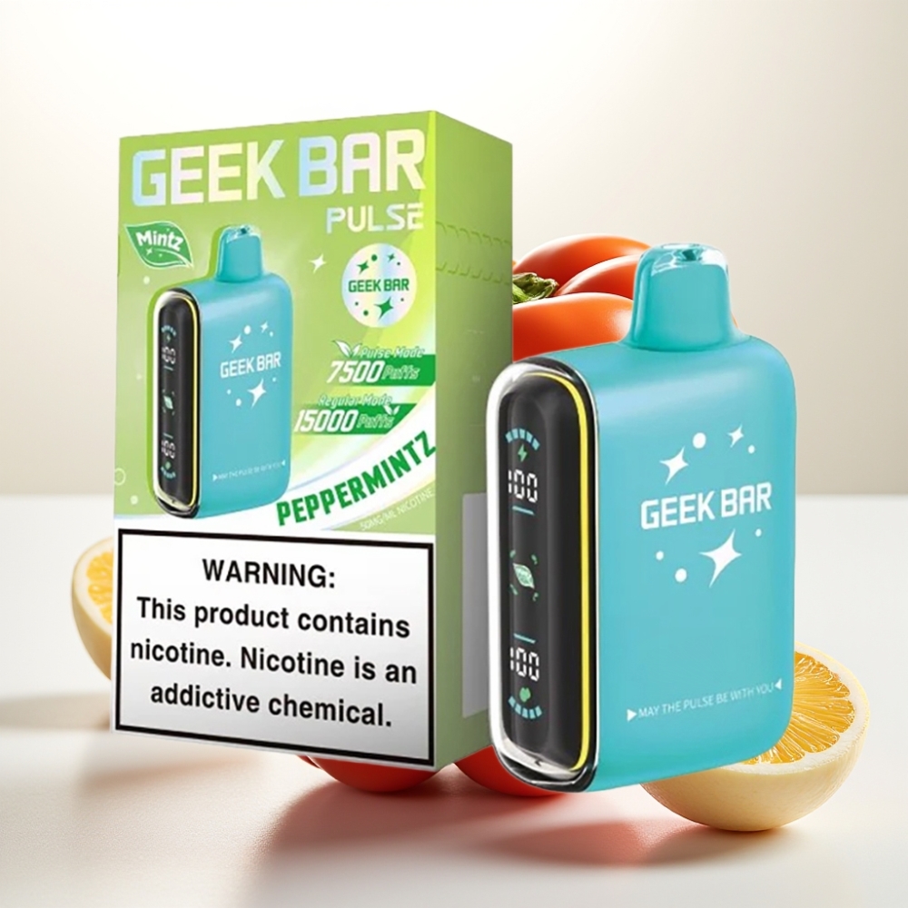 Geek Bar Pulse 15000 Puffov, 16ML, 5% Nikotina, Nastavljiv Pretok Zraka, 650 mAh Baterija, USB Type-C