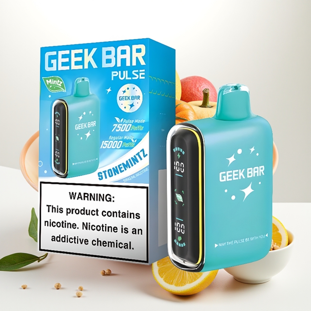 Geek Bar Pulse 15000 Puffov, 16ML, 5% Nikotina, Nastavljiv Pretok Zraka, 650 mAh Baterija, USB Type-C