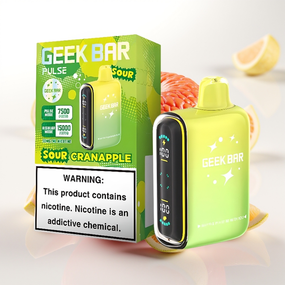 Geek Bar Pulse 15000 Puffov, 16ML E-tekočina, 5% Nikotina, Nastavljiv Pretok Zraka, 650 mAh Baterija, USB Type-C Polnjenje