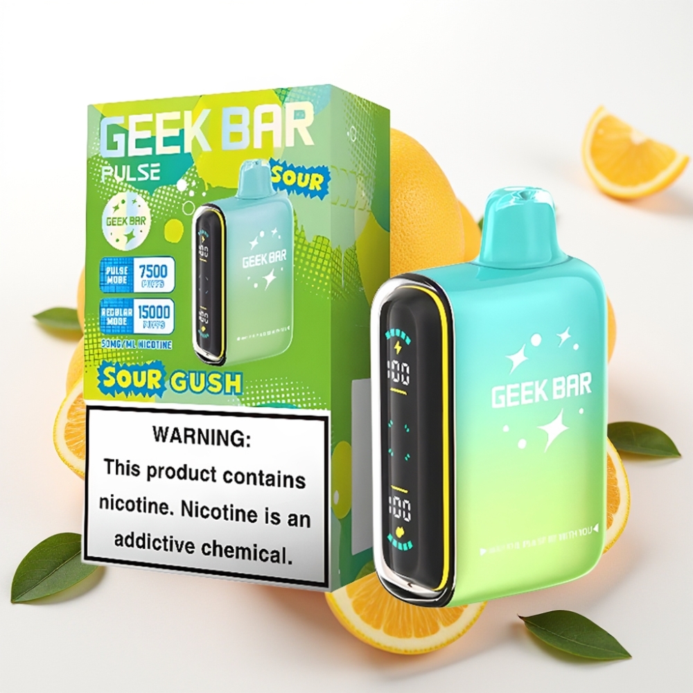 Geek Bar Pulse 15000 Puffov, 16ML E-tekočina, 5% Nikotina, Nastavljiv Pretok Zraka, 650 mAh Baterija, USB Type-C Polnjenje