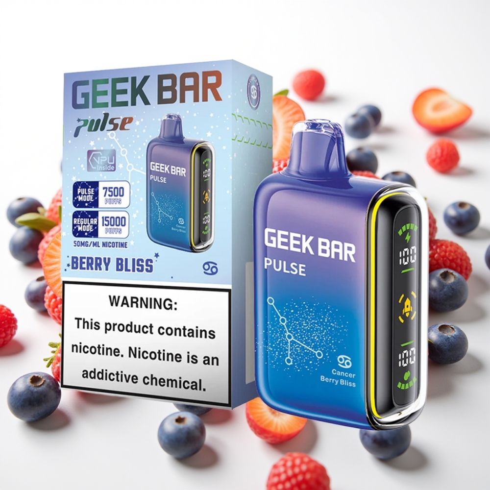 Geek Bar Pulse 15000 Puffov – 16ML E-tekočina, 5% Nikotina, Nastavljiv Pretok Zraka, 650 mAh Baterija, USB Type-C Polnjenje Zodiakalna izdaja