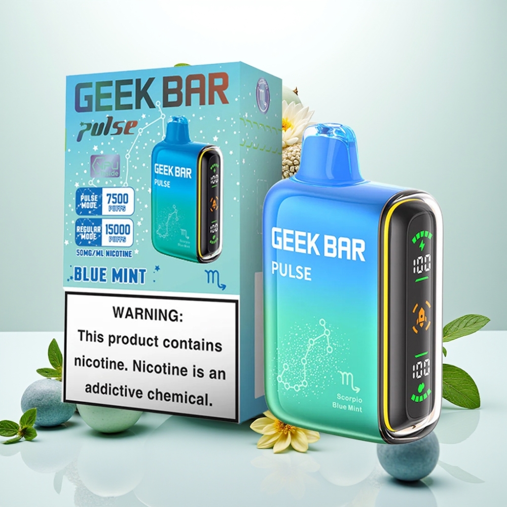 Geek Bar Pulse 15000 Puffov – 16ML E-tekočina, 5% Nikotina, Nastavljiv Pretok Zraka, 650 mAh Baterija, USB Type-C Polnjenje Zodiakalna izdaja