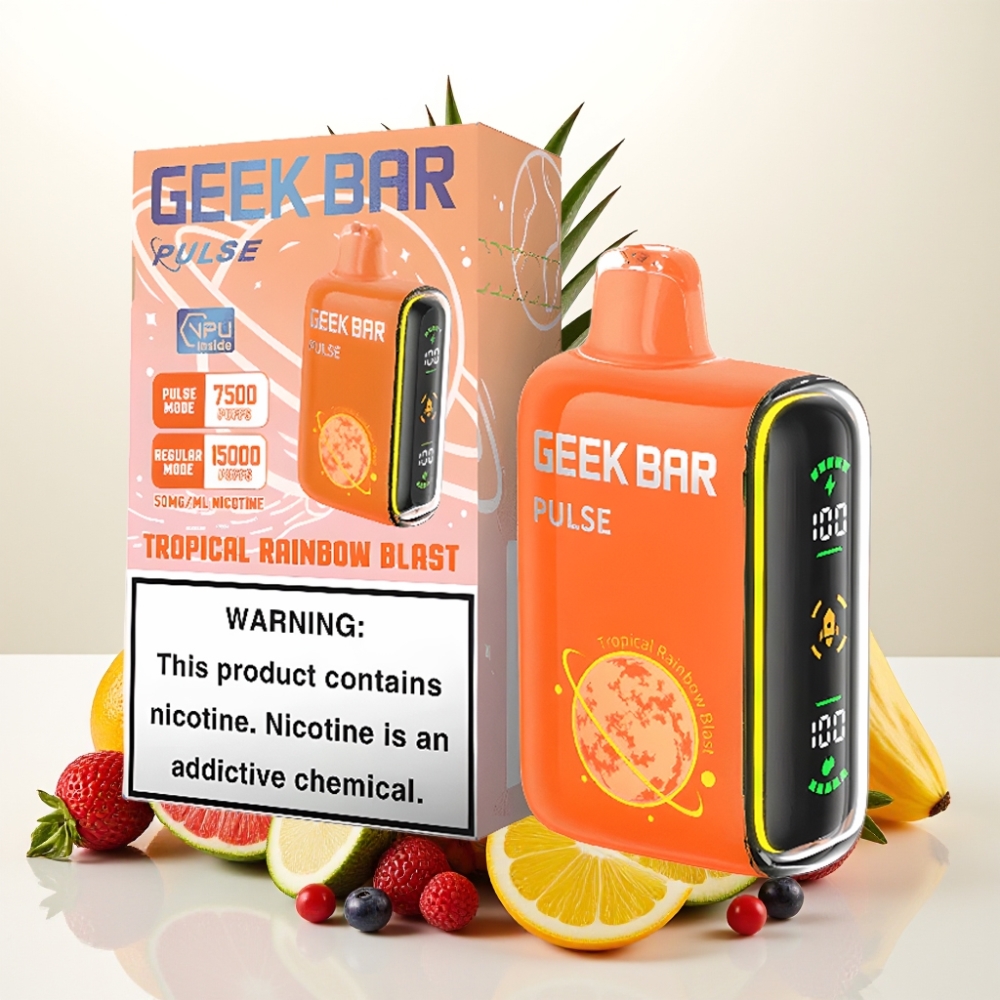 Geek Bar Pulse 15000 Pufov – 16ML E-tekočina, 5 % Nikotina, Prilagodljiv Pretok Zraka, 650 mAh Baterija, USB Type-C Polnjenje