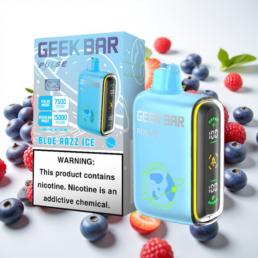 Geek Bar Pulse 15000 Pufov – 16ML E-tekočina, 5 % Nikotina, Prilagodljiv Pretok Zraka, 650 mAh Baterija, USB Type-C Polnjenje