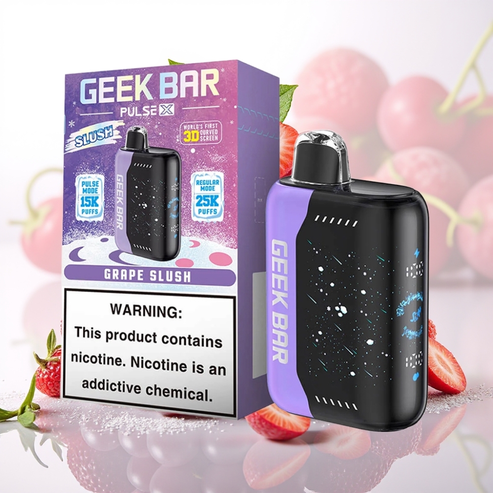 Geek Bar Pulse X 25000 Puffov Do 25000 Puffov v Običajnem Načinu Do 15000 Puffov v Pulse Načinu 0-5% Nikotina 18ml Slush izdaja