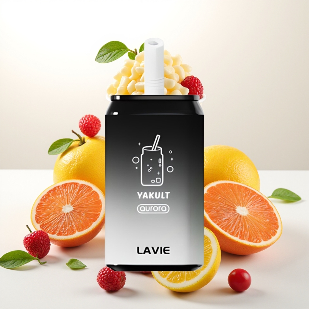 LAVIE Aurora 11000 Puffov Teža - 0,095 kg Dimenzije - 3,5 × 3,5 × 9 cm 11000 Puffov Vsebnost nikotina - 0%, 2%, 5% Kapaciteta e-tekočine - 22ML Kapaciteta baterije - 650 Yakult