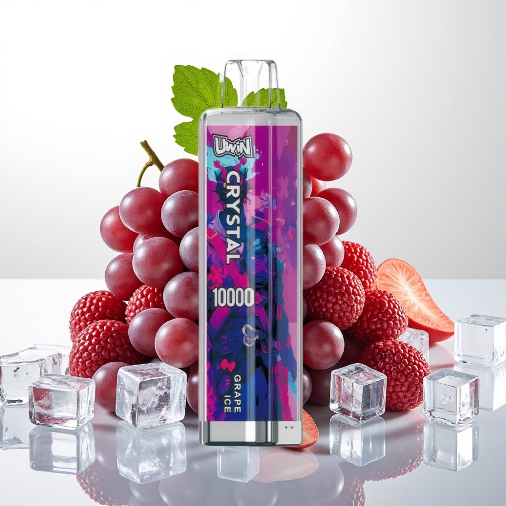 UWIN Crystal 10000 Pufov Moč nikotina - 0%, 2%, 3%, 5% Pufi - Do 10.000 Kapaciteta e-tekočine - 18ml Grozdni led