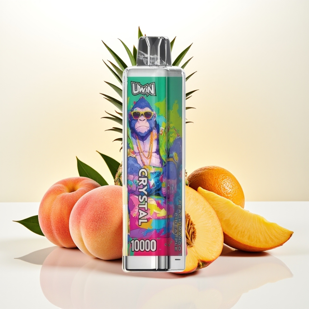 UWIN Crystal 10000 Pufov Moč nikotina - 0%, 2%, 3%, 5% Pufi - Do 10.000 pufov Kapaciteta e-tekočine - 18ml Breskov mango in ananas