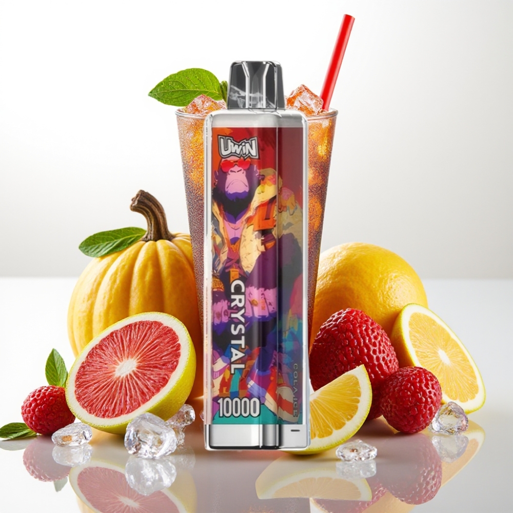 UWIN Crystal 10000 Pufov Moč nikotina - 0%, 2%, 3%, 5% Pufi - Do 10.000 pufov Kapaciteta e-tekočine - 18ml Kola Ice