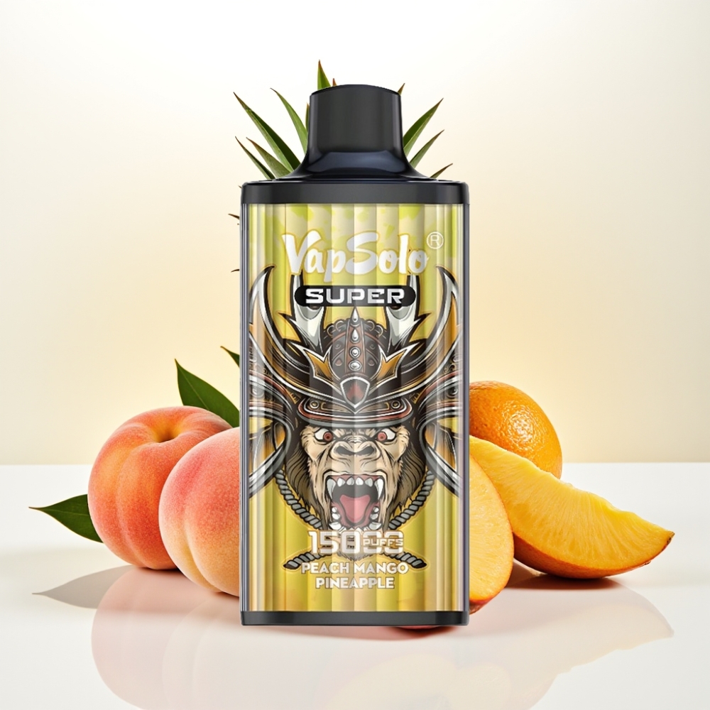 Vapsolo Super 15000 puffs – 40ml e-tekočina, 20 mg/ml ali 50 mg/ml nikotina, 850mAh baterija, Type-C polnjenje Breskovo mango Ananas