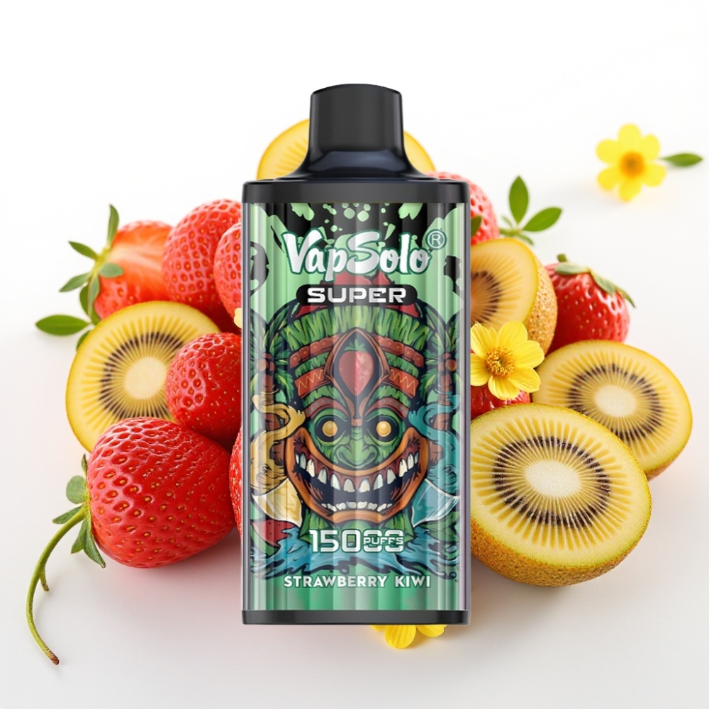 Vapsolo Super 15000 puffs – 40ml e-tekočina, 20 mg/ml ali 50 mg/ml nikotina, 850mAh baterija, Type-C polnjenje Jagoda Kivi
