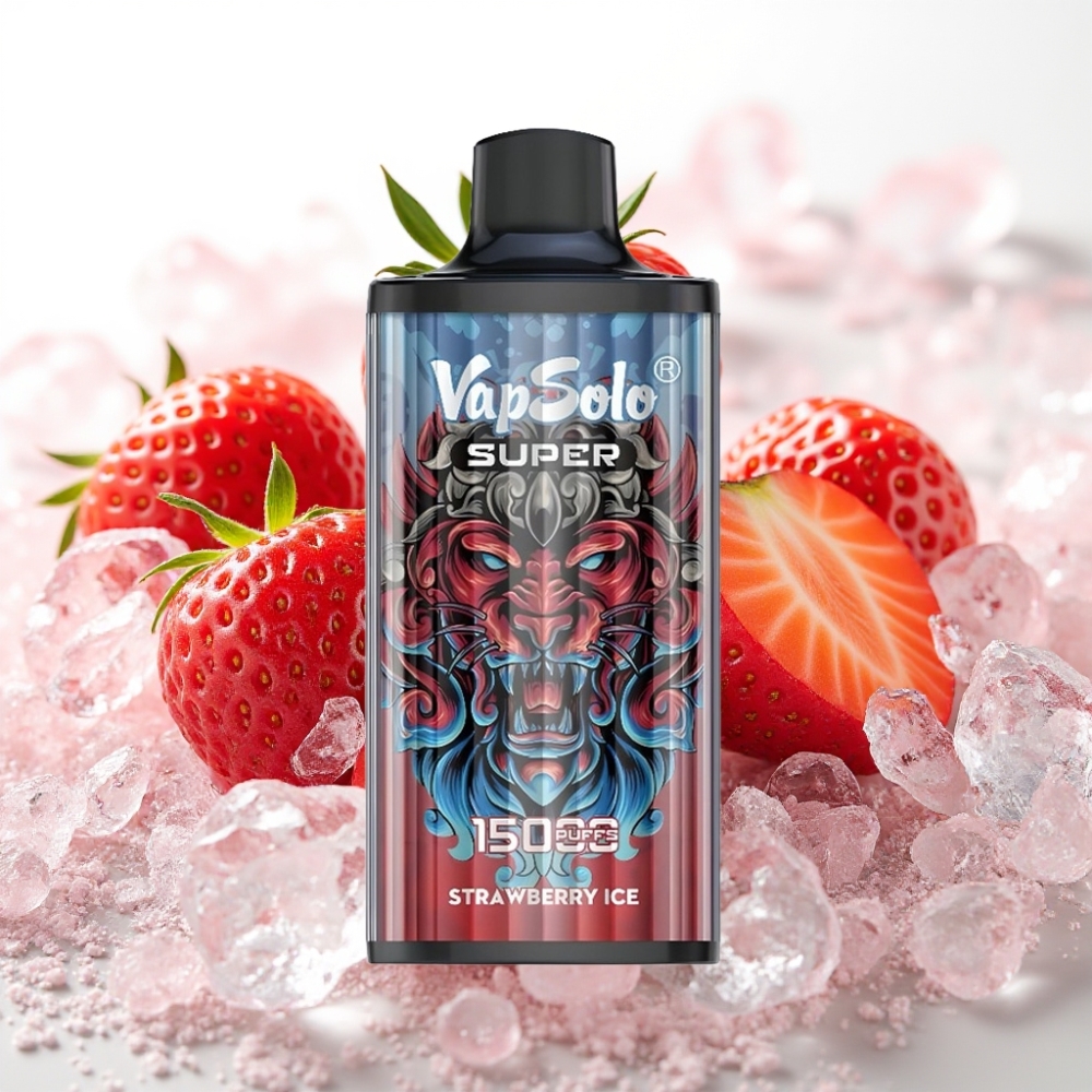 Vapsolo Super 15000 puffs – 40ml e-tekočina, 850mAh baterija, Type-C polnjenje, 20 mg/ml ali 50 mg/ml nikotin Jagodni led