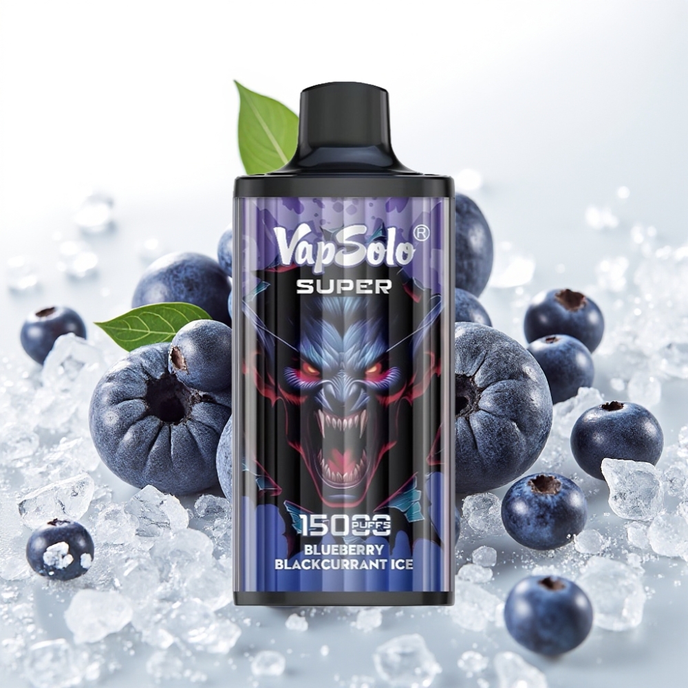 Vapsolo Super 15000 pufov 40ml e-tekočina 20 mg/ml, 50 mg/ml nikotina 850mah Mesh Coil Type-C polnjenje Borovnični led s črnim ribezom