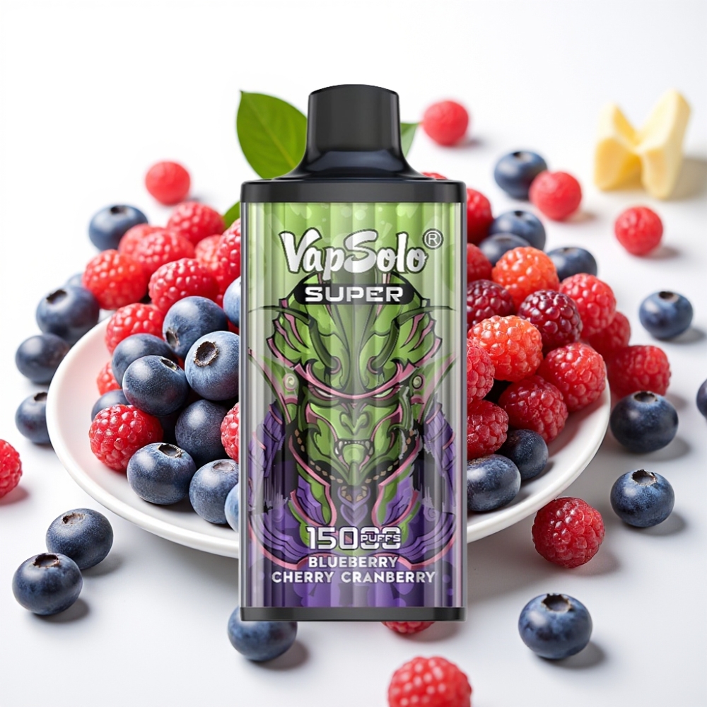 Vapsolo Super 15000 pufov 40ml e-tekočina 20 mg/ml, 50 mg/ml nikotina 850mah Mesh Coil Type-C polnjenje Borovnica Češnja Brusnica