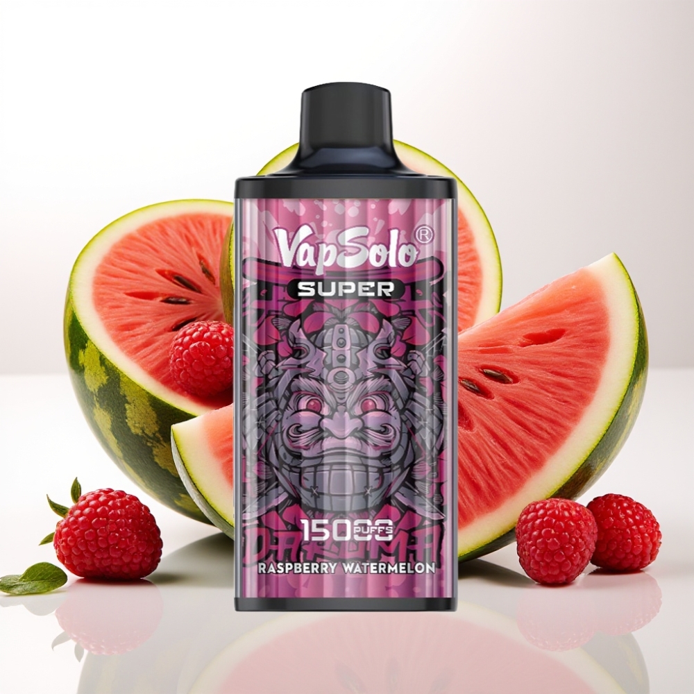 Vapsolo Super 15000 pufov 40ml e-tekočina 20 mg/ml, 50 mg/ml nikotina 850mah Mesh Coil Type-C polnjenje Malina Lubenica