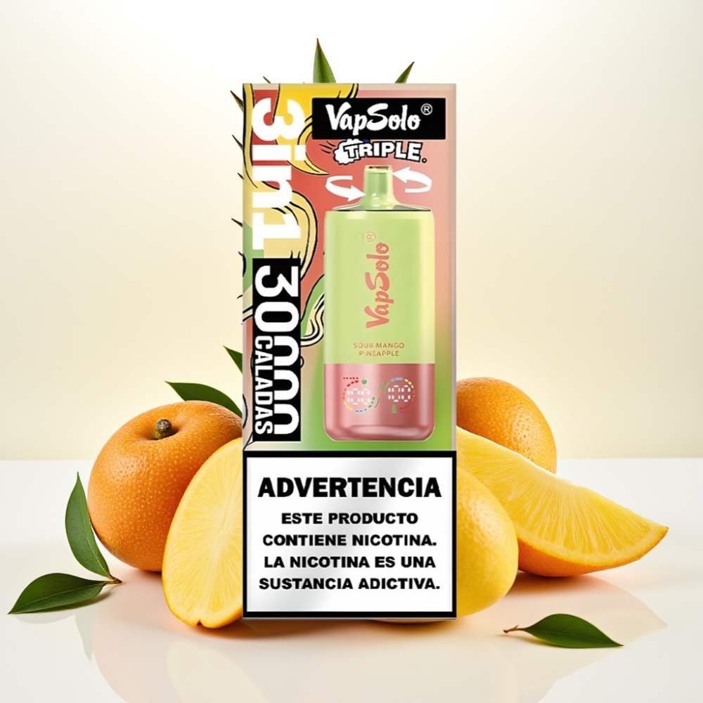 VapSolo Triple 30000 Puffov, 40ml E-Liquid, 3 Rezervoarji, Type-C Polnjenje