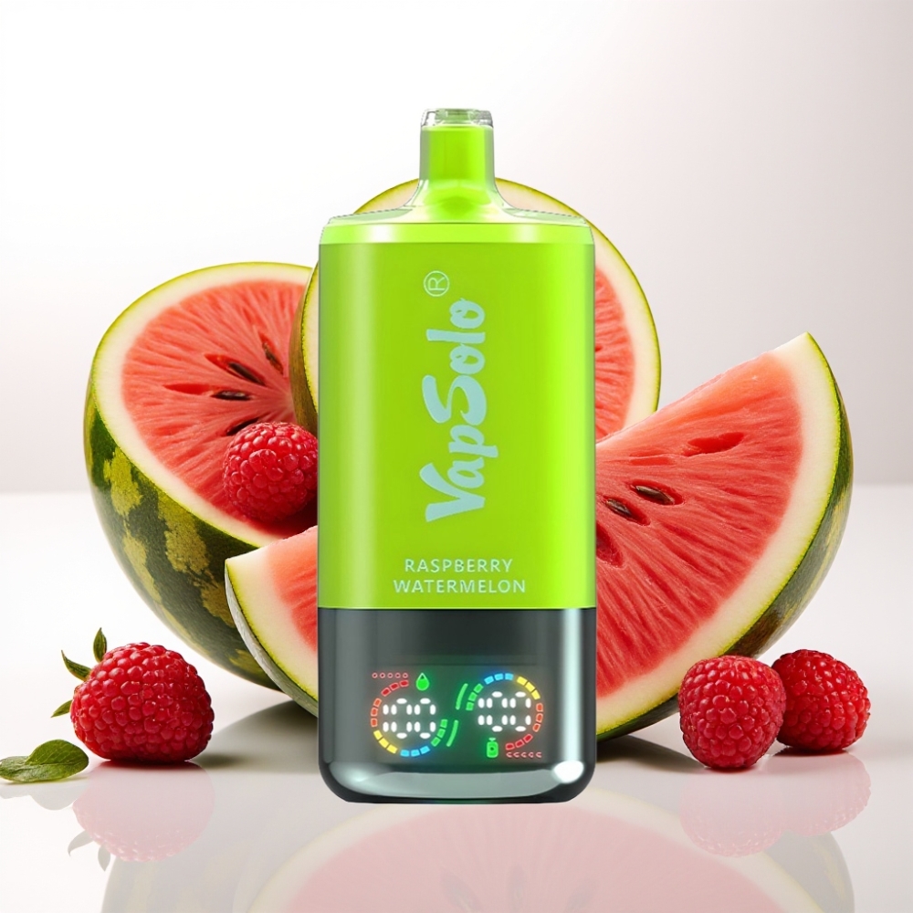 VapSolo Triple 30000 Puffov, 40ml E-Tekočina, 20 mg/ml ali 50 mg/ml Nikotina, 3 Rezervoarji, Type-C Polnjenje Malina Lubenica