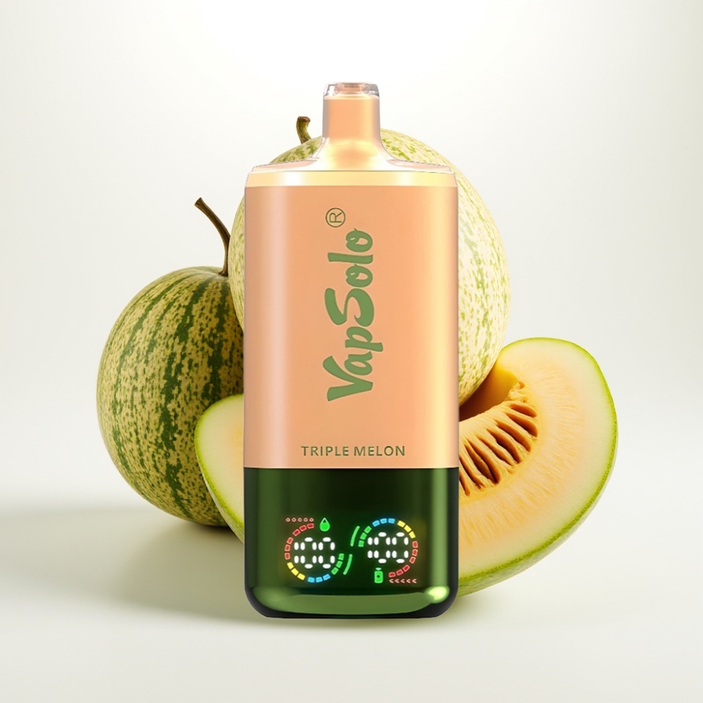 VapSolo Triple 30000 Puffov, 40ml E-tekočina, 20 mg/ml ali 50 mg/ml nikotina, 3 rezervoarji, Type-C polnjenje Trojna melona