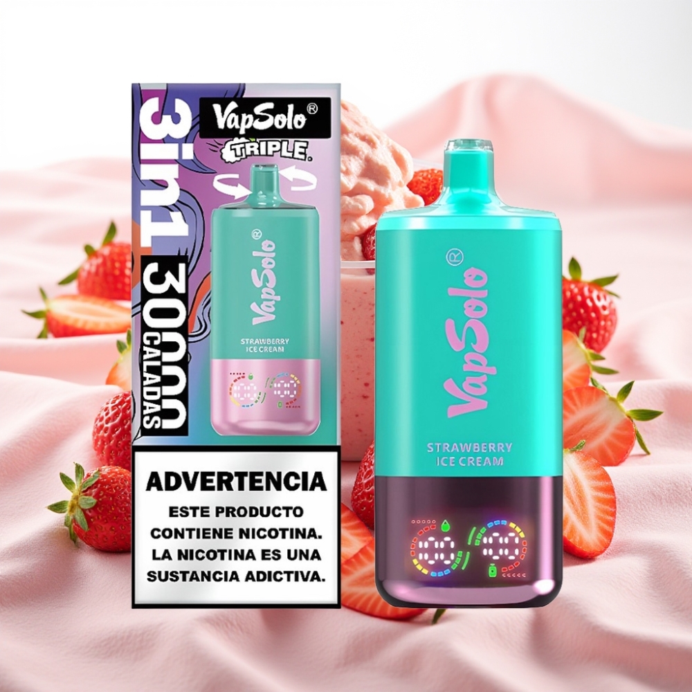 VapSolo Triple 30000 Puffov, 40ml E-tekočina, 3 rezervoarji, Type-C polnjenje