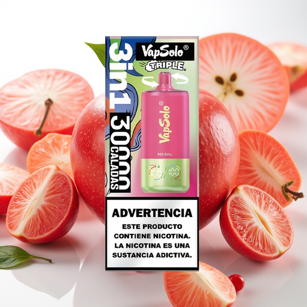 VapSolo Triple 30000 Puffov, 40ml E-tekočina, Nikotinska moč - 20 mg/ml, 50 mg/ml, 3 rezervoarji, Type-C polnjenje