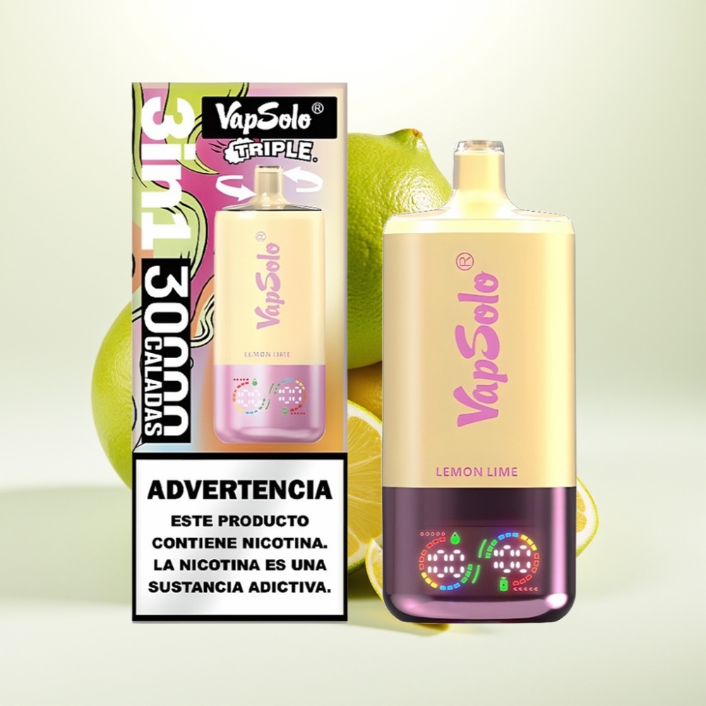 VapSolo Triple 30000 Puffs, 40ml e-tekočina, 20 mg/ml ali 50 mg/ml nikotina, 3 rezervoarji, Type-C polnjenje