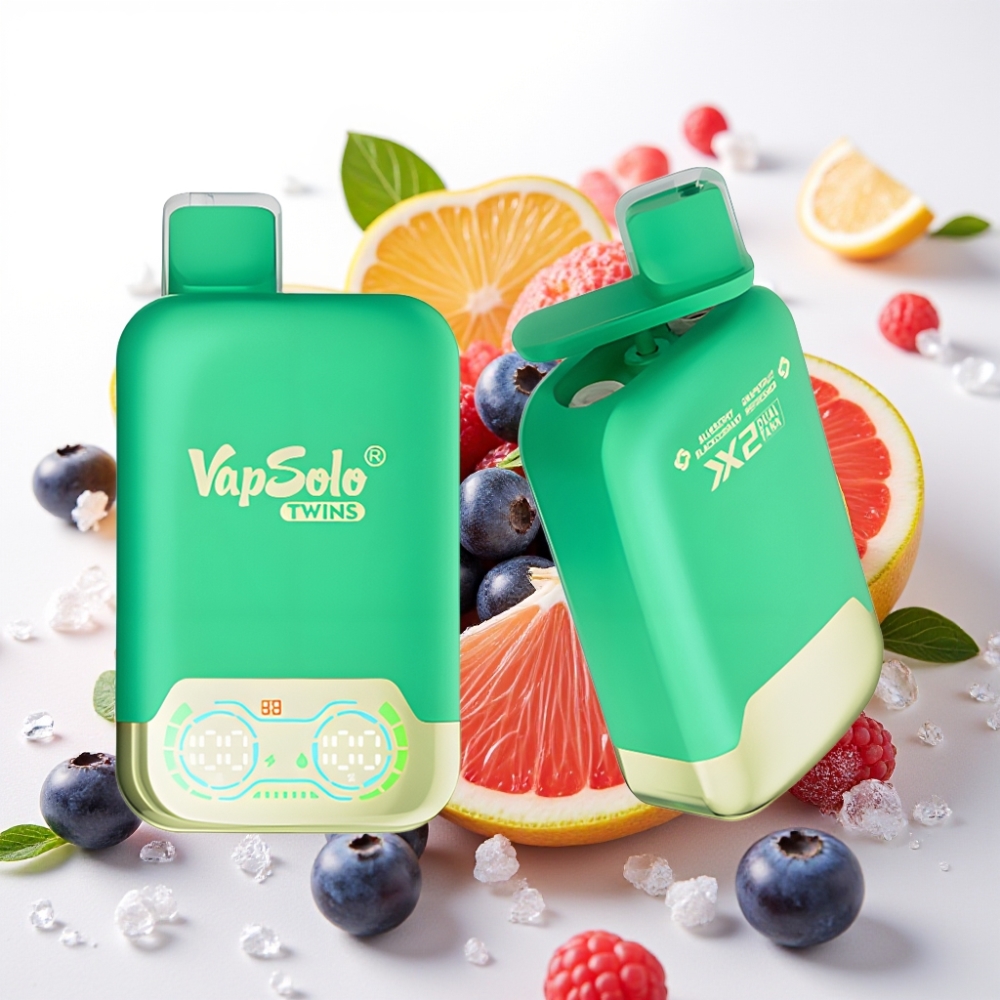 Vapsolo Twins 20000 Puffov, 40 ml E-tekočina, 20mg/ml ali 50mg/ml Nikotin, 2 Rezervoarja, Type-C Polnjenje