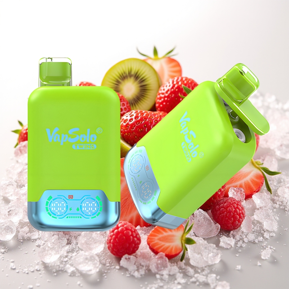 Vapsolo Twins 20000 Puffov, 40 ml E-tekočina, 20mg/ml ali 50mg/ml Nikotina, 2 Rezervoarja, Type-C Polnjenje Jagoda Kivi in jagoda Malina Češnjev led