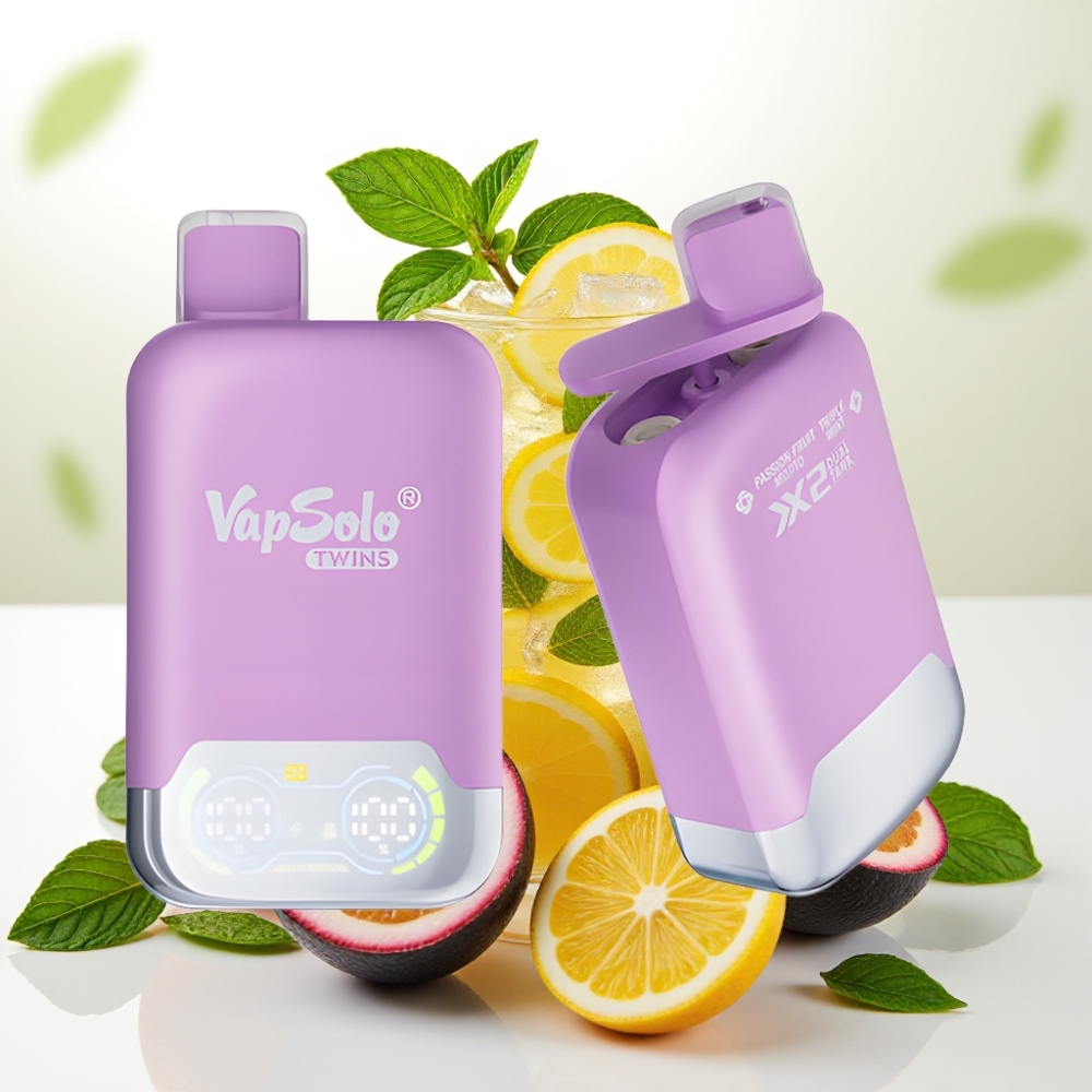 Vapsolo Twins 20000 Puffov 40 ml e-tekočina 20 mg/ml, 50 mg/ml nikotina Dvojni rezervoar Type-C polnjenje