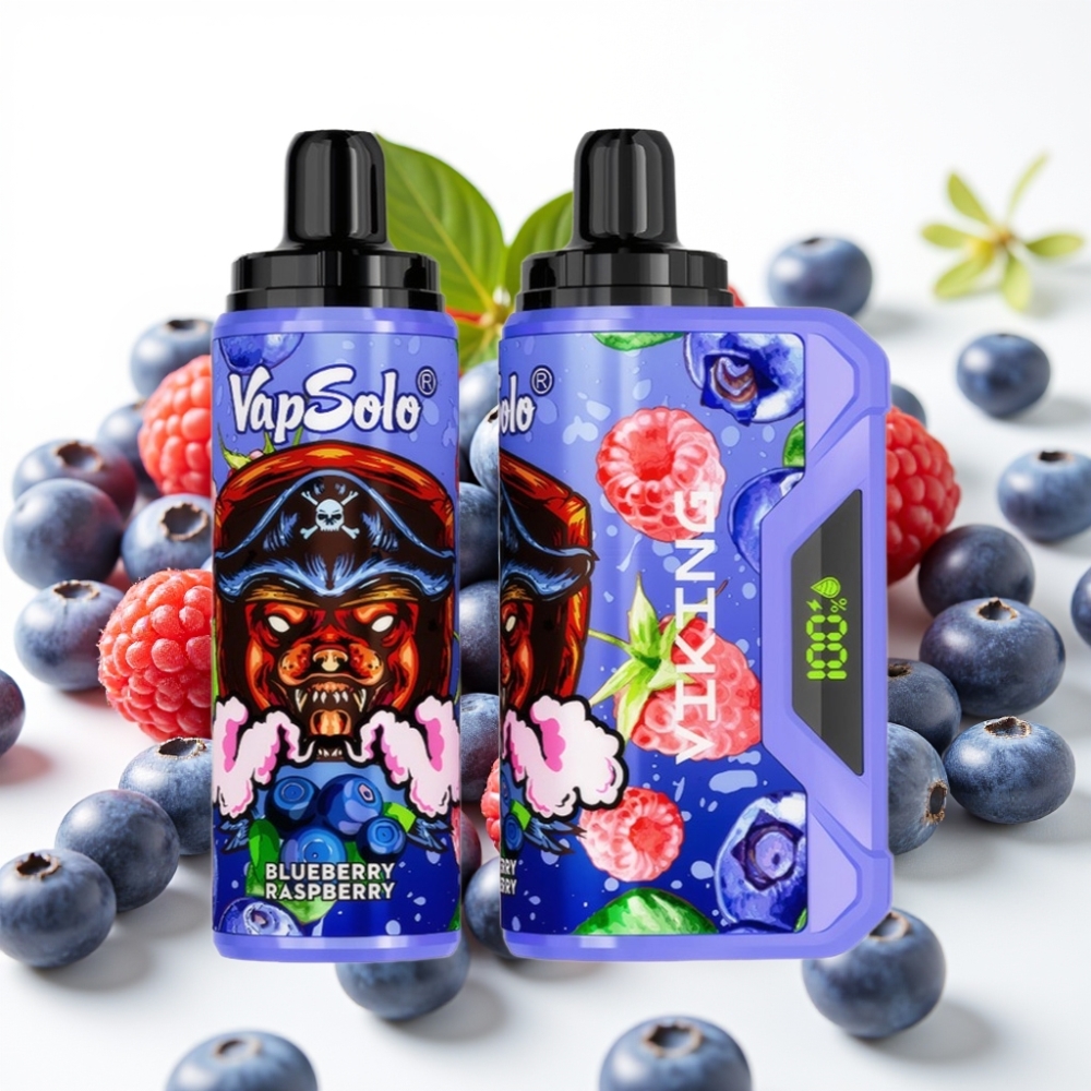 VapSolo VIKING 12000 Pufov Enkratna Vapa z LED zaslonom, 22ml tekočine, Type-C polnjenje Borovnica Malina