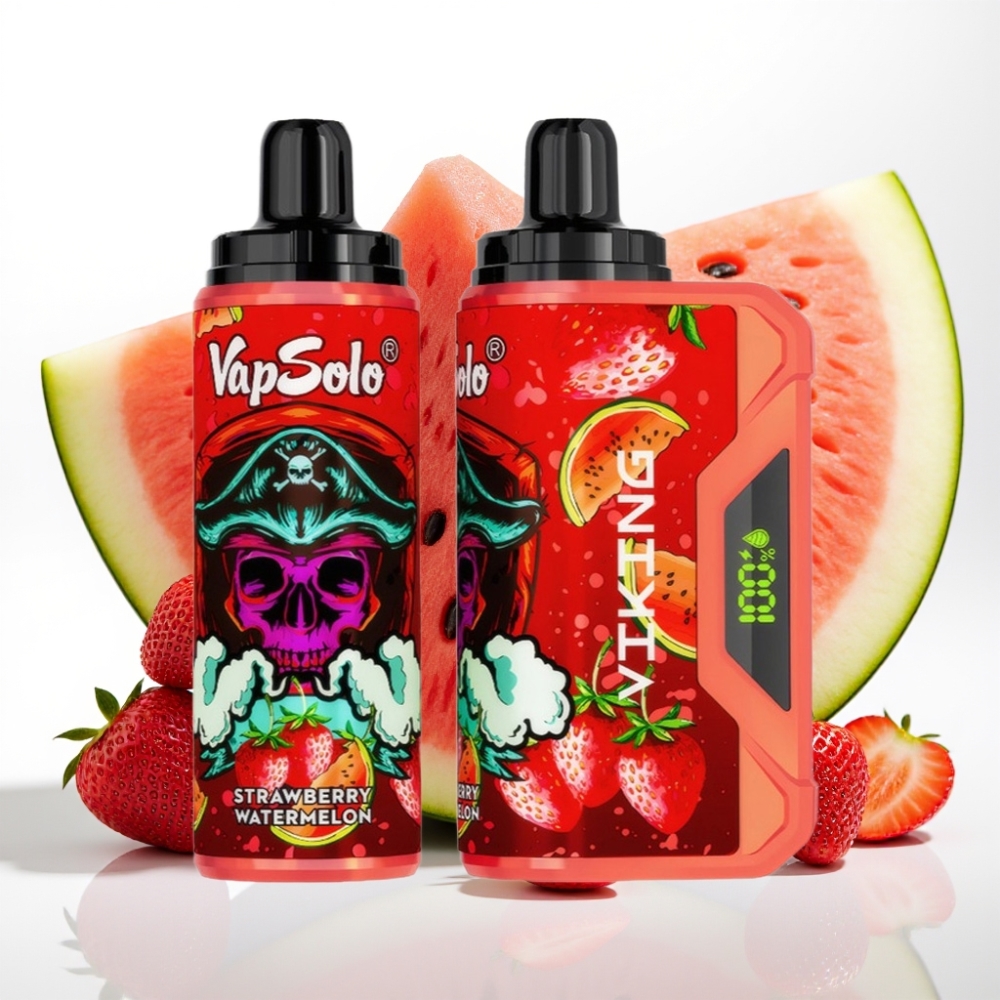 VapSolo VIKING 12000 Pufov Enkratna Vapa z LED zaslonom, 22ml tekočine, Type-C polnjenje Jagodno-lubenica