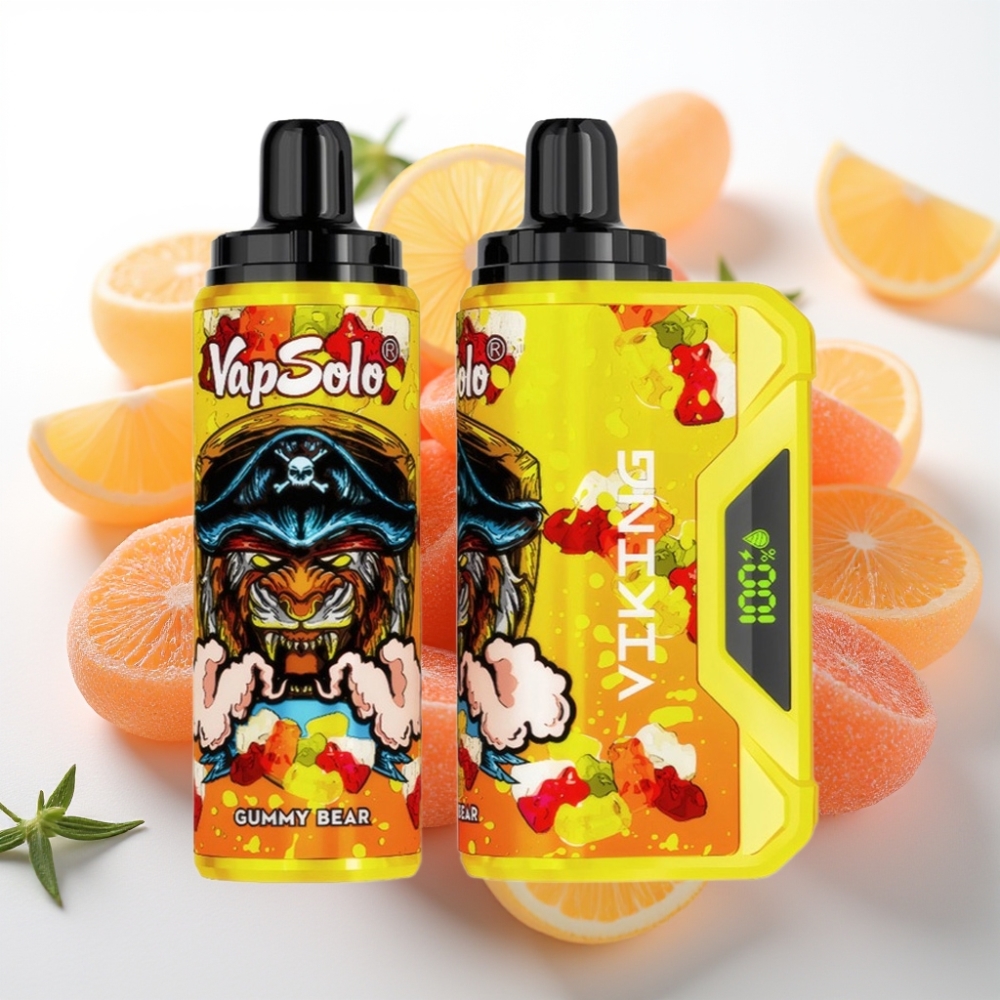 VapSolo VIKING 12000 Pufov Enkratna Vape z LED zaslonom, 22ml e-tekočine, Type-C polnjenje Gumiji Medved