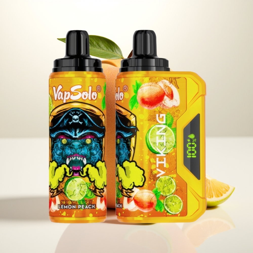 VapSolo VIKING 12000 Pufov Enkratna Vape z LED zaslonom, 22ml e-tekočine, Type-C polnjenje Limona-breskev
