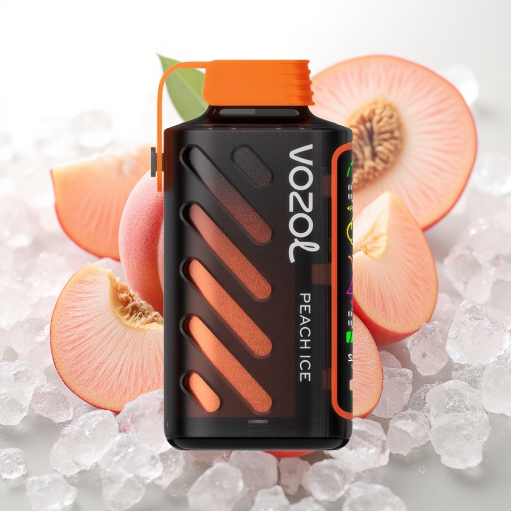 VOZOL Gear Power 20000 Puffs s tehnologijo S.i.L.C. Tech, Dual Mesh Coil, 20mL prednapolnjene tekočine in 5%(50mg) nikotinsko močjo Breskvev led