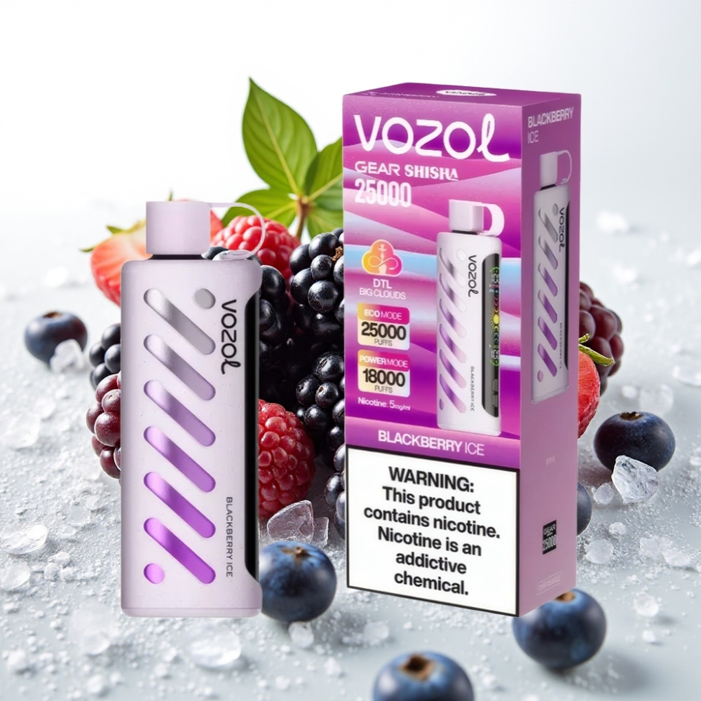VOZOL Gear Shisha 25000 Puffov 30 Okusnih Arom S.i.L.C Tech Dvojni Mesh Dvojni Načini 1000mAh Baterija 5mg/ml Nikotina Robidov led