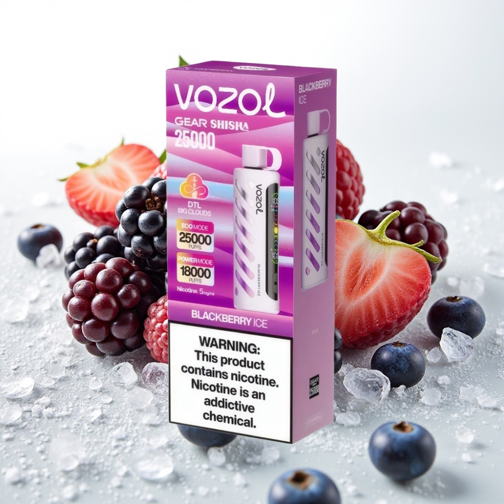 VOZOL Gear Shisha 25000 Puffov 30 Okusnih Arom S.i.L.C Tech Dvojni Mesh Dvojni Načini 1000mAh Baterija 5mg/ml Nikotina Robidov led
