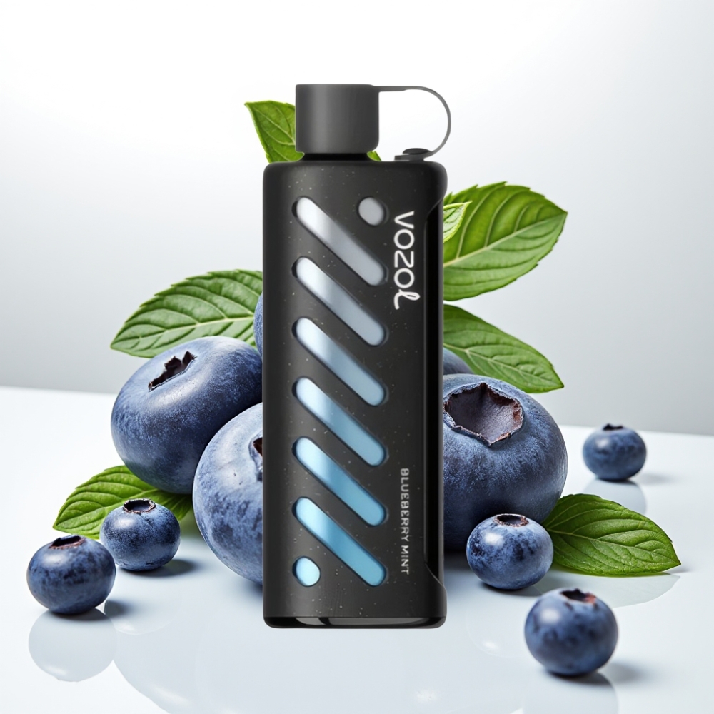 VOZOL Gear Shisha 25000 Puffov Okusi - 30 Okusnih Okusov Pametni Čip - S.i.L.C Tech Načini - Dual Mesh Dvojni Načini Baterija - 1000mAh Nikotin - 5mg/ml Borovničeva meta