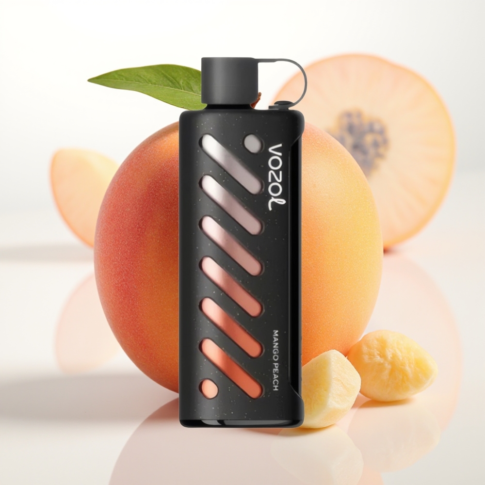 VOZOL Gear Shisha 25000 Puffov Okusi - 30 Okusnih Okusov Pametni Čip - S.i.L.C Tech Načini - Dvojni Mesh Dvojni Načini Baterija - 1000mAh Nikotin - 5mg/ml Mango-breskev