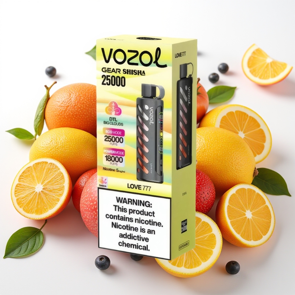 VOZOL Gear Shisha 25000 Puffov Okusi - 30 Okusnih Okusov Pametni Čip - S.i.L.C Tech Načini - Dvojni Mesh Dvojni Načini Kapaciteta Baterije - 1000mAh Nikotin - 5mg/ml