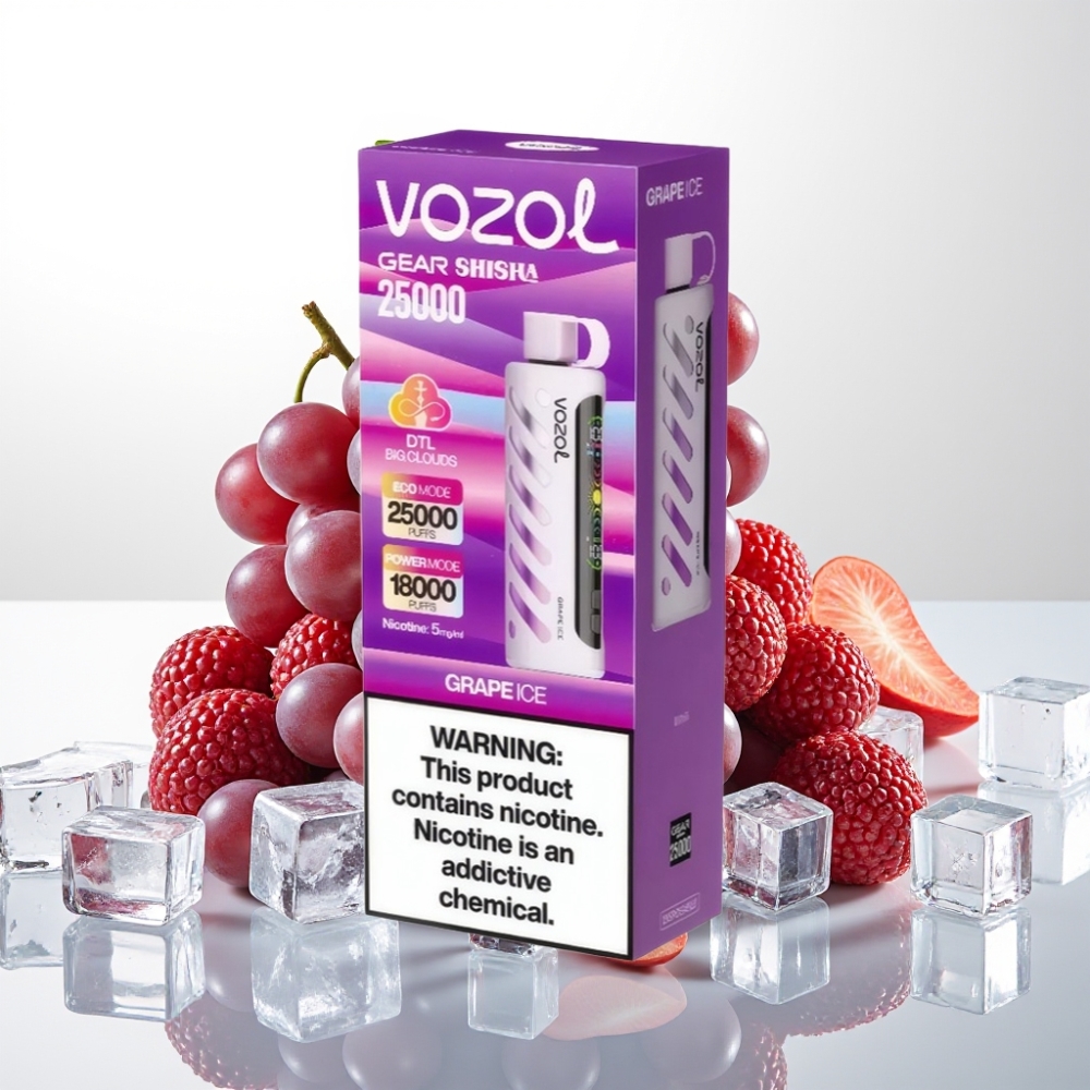 VOZOL Gear Shisha 25000 Puffov Okusi - 30 Okusov Pametni Čip - S.i.L.C Tech Načini - Dvojni Mesh Dvojni Načini Baterija - 1000mAh Nikotin - 5mg/ml Grozdni led