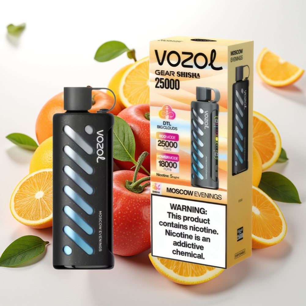 VOZOL Gear Shisha 25000 Puffs z 30 okusnimi aromami, S.i.L.C Tech, dvojni režim Dual Mesh, 1000mAh baterija, 5mg/ml nikotina