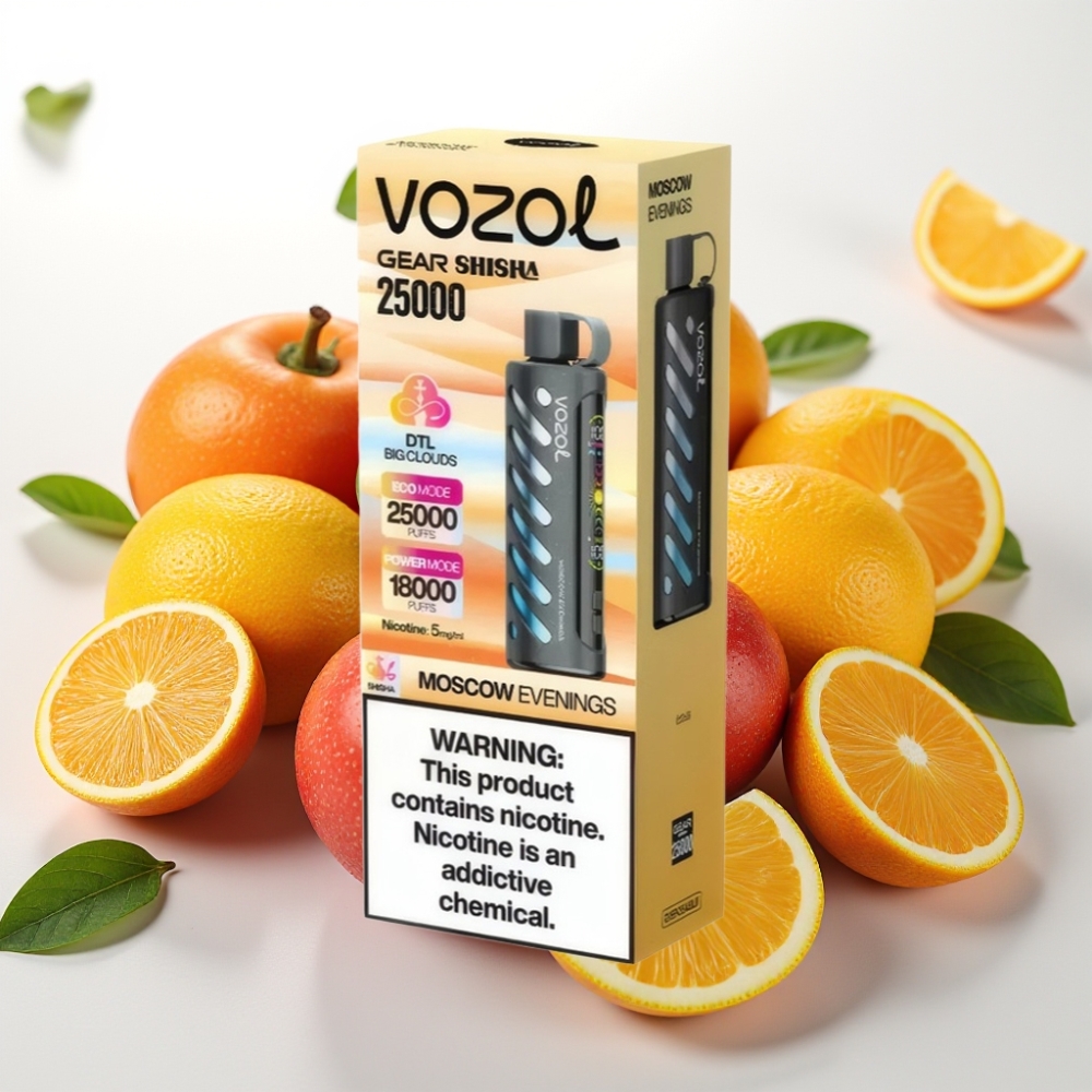 VOZOL Gear Shisha 25000 Puffs z 30 okusnimi aromami, S.i.L.C Tech, dvojni režim Dual Mesh, 1000mAh baterija, 5mg/ml nikotina