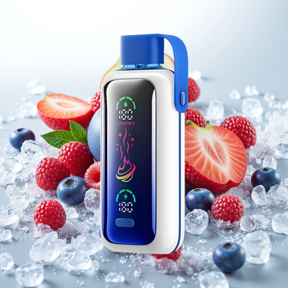 VOZOL Star 20000 Puffs z 2,2" HD zrcalnim zaslonom, dvojno mrežo in 650mAh baterijo Modri Razz led