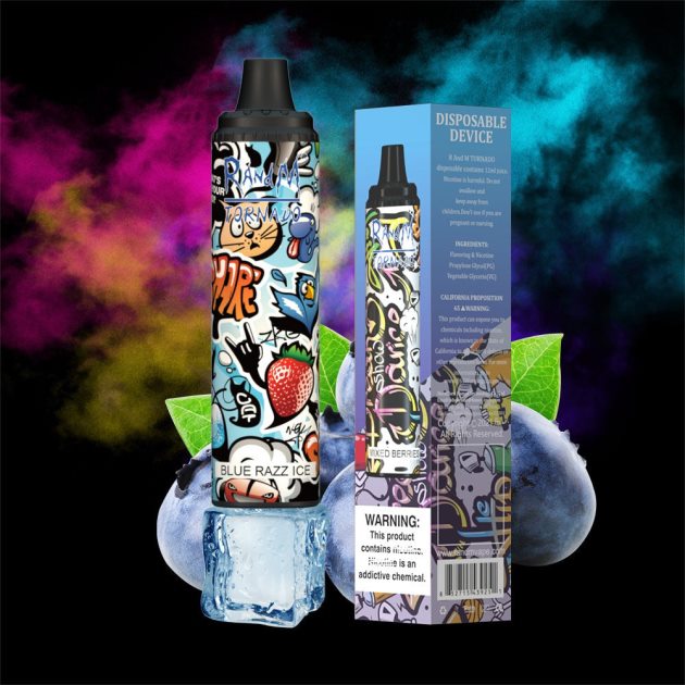 RandM Tornado 6000 naprava za nadzor pretoka zraka 1 kos modri razz led 2D84FN293 RandM Vape EU