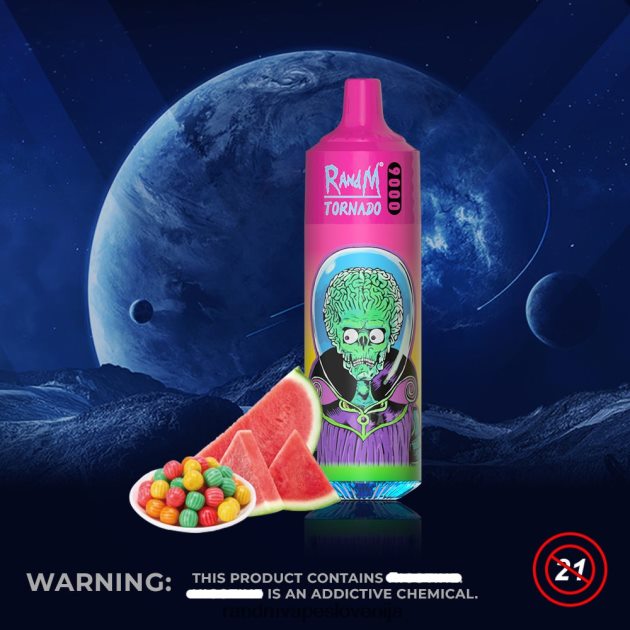 RandM Tornado 9000 vape pod naprava 1 kos, različica 1 žvečilni gumi iz lubenice 2D84FN130 Fumot RandM Vape