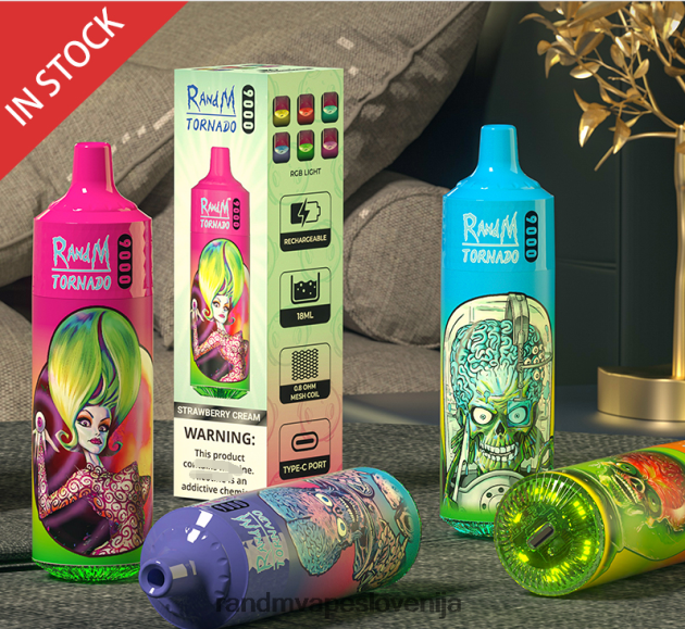 RandM Tornado 9000 vape pod naprava 1 kos, različica 3 črn led 2D84FN158 RandM Tornado Disposable
