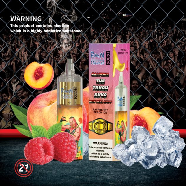 RandM Tornado 10000 Vape naprava za nadzor pretoka zraka 1 kos malinov breskov led 2D84FN119 RandM Tornado Best Flavour